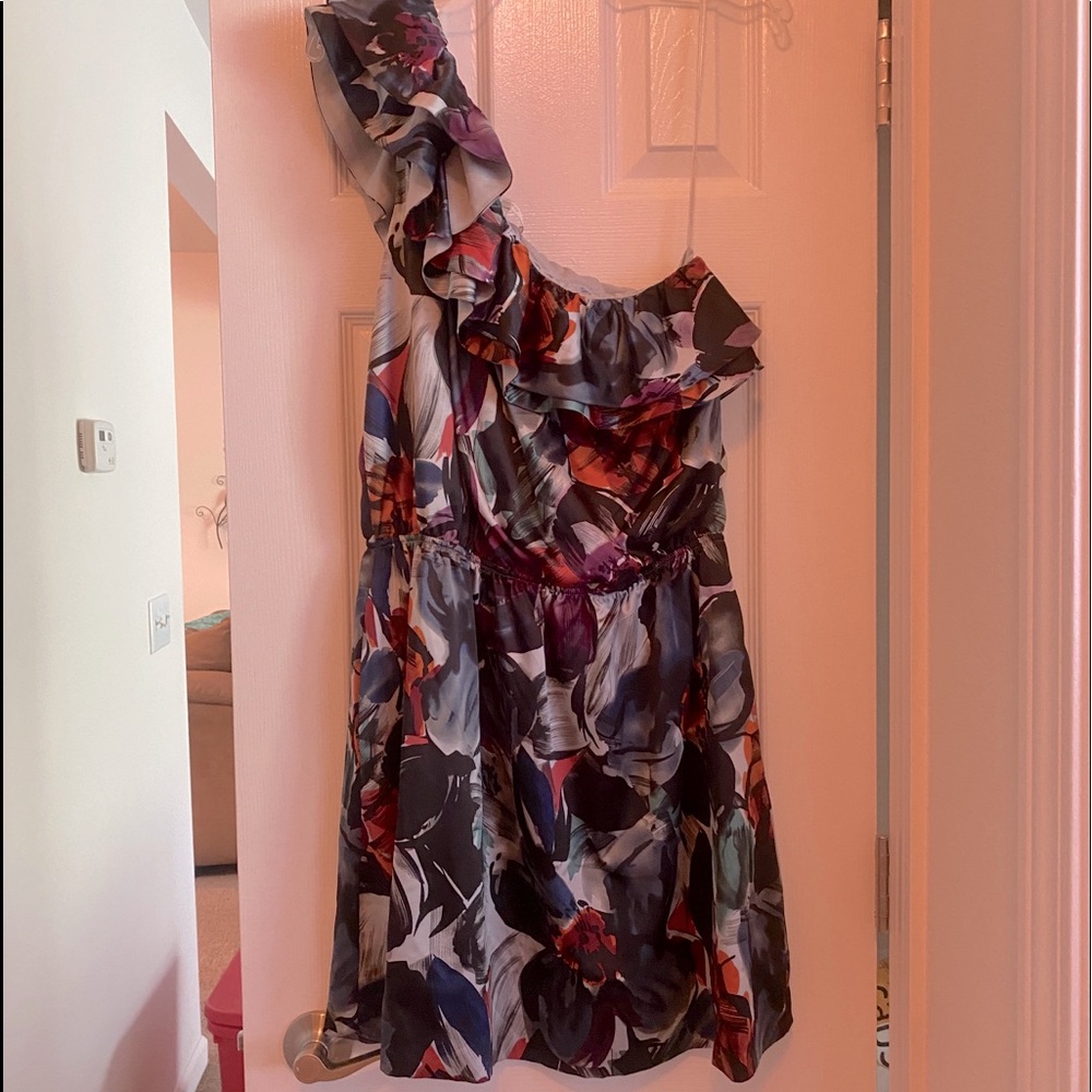 LC satin ruffle one shoulder dress - Picture 1 of 6